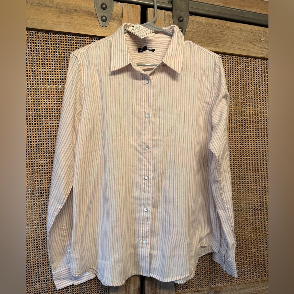 Flag and Anthem NWT Striped Button down Shirt with open flap in back